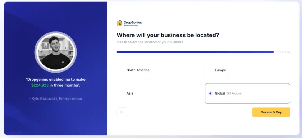 AI dropshipping business location- Spocket