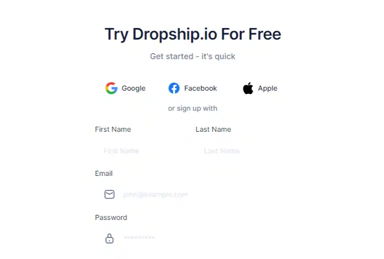 Dropship.io Sign up