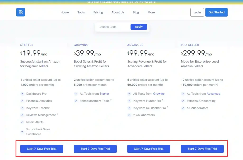 Sellerise-Choose the Pricing Plan